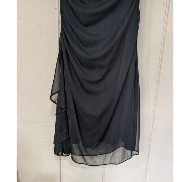 Vintage 90s Black Halter Ruched Mesh Dress Whimsigoth Fairy Bling 7 Y2K Vintage 90s Black Halter Ruched Mesh Dress Whimsigoth Fairy Bling 7 Y2K